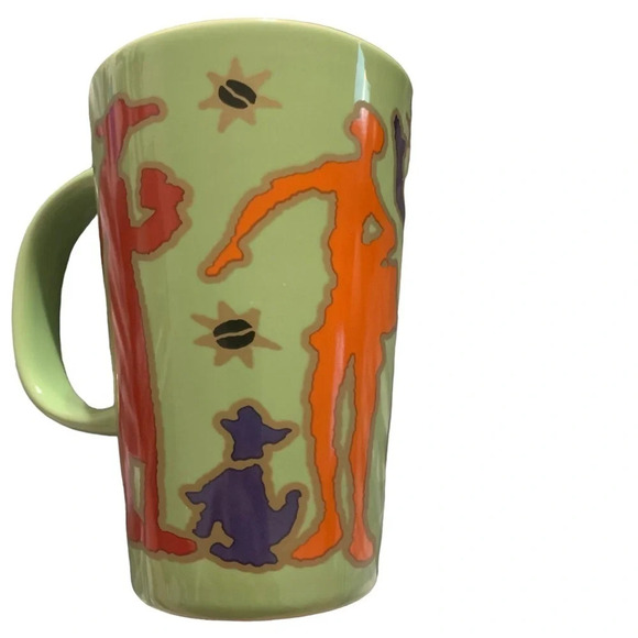 Peets Coffee Tea Green Mug People Silhouette Star Bean Yellow Orange Blue Red - Picture 5 of 6